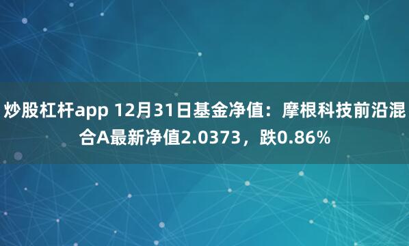 炒股杠杆app 12月31日基金净值：摩根科技前沿混合A最新净值2.0373，跌0.86%