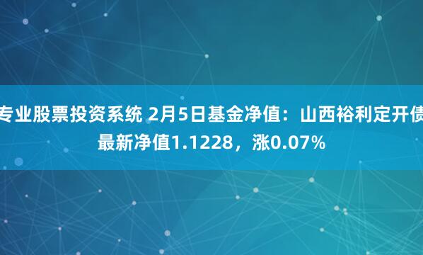 专业股票投资系统 2月5日基金净值：山西裕利定开债最新净值1.1228，涨0.07%